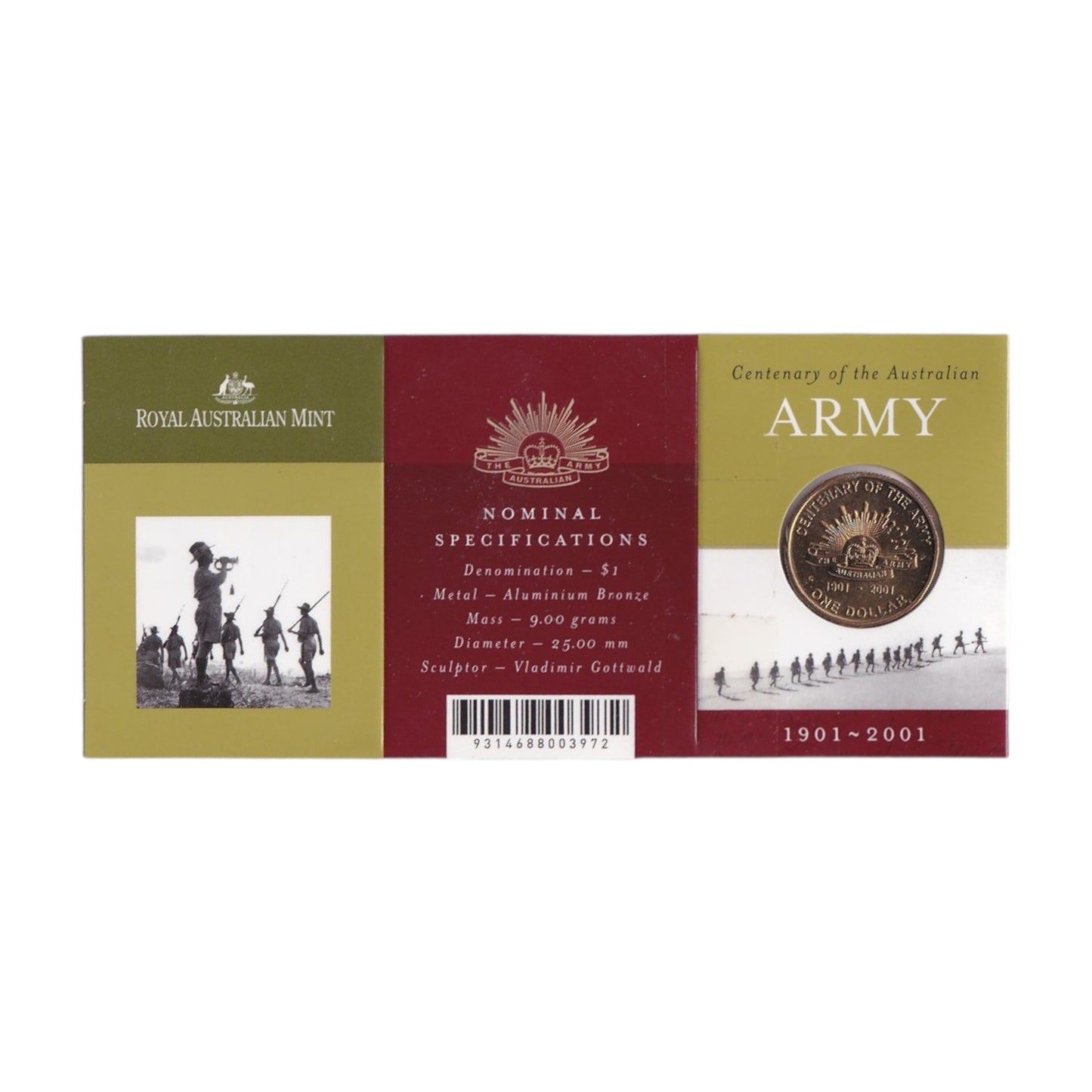 2001 $1 Coin - Centenary of Army 'C' Mintmark