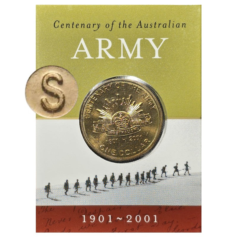 2001 $1 Coin - Centenary of Army 'S' Mintmark