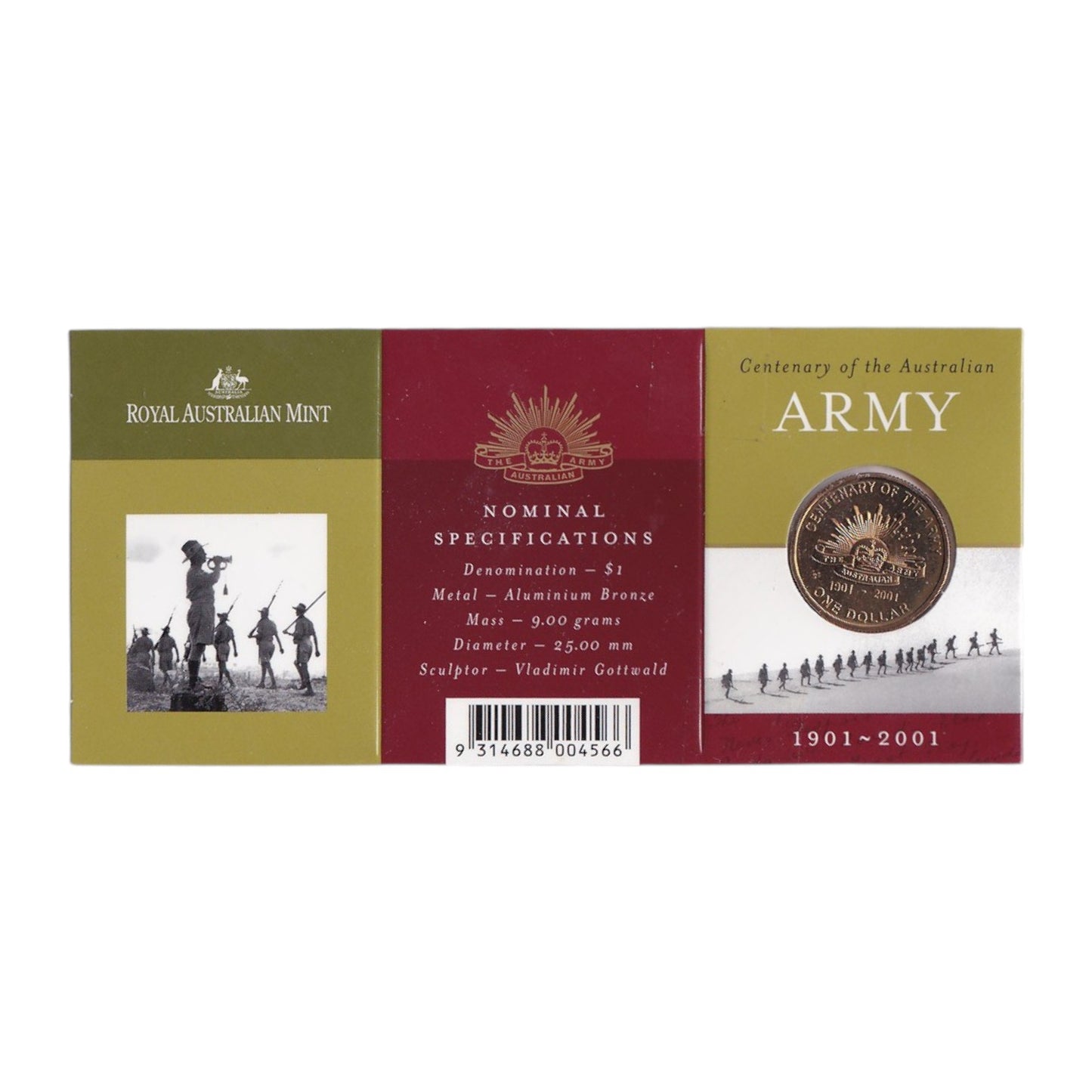 2001 $1 Coin - Centenary of Army 'S' Mintmark