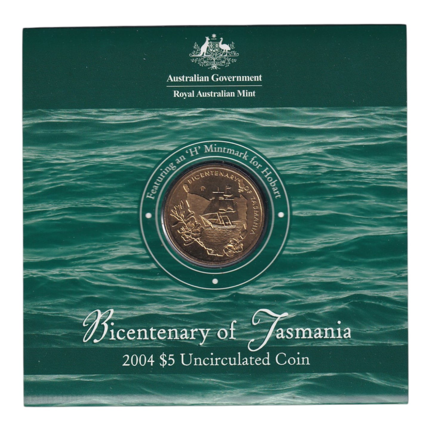 2004 $5 Coin - Bicentenary of Tasmania - 'H' Mintmark