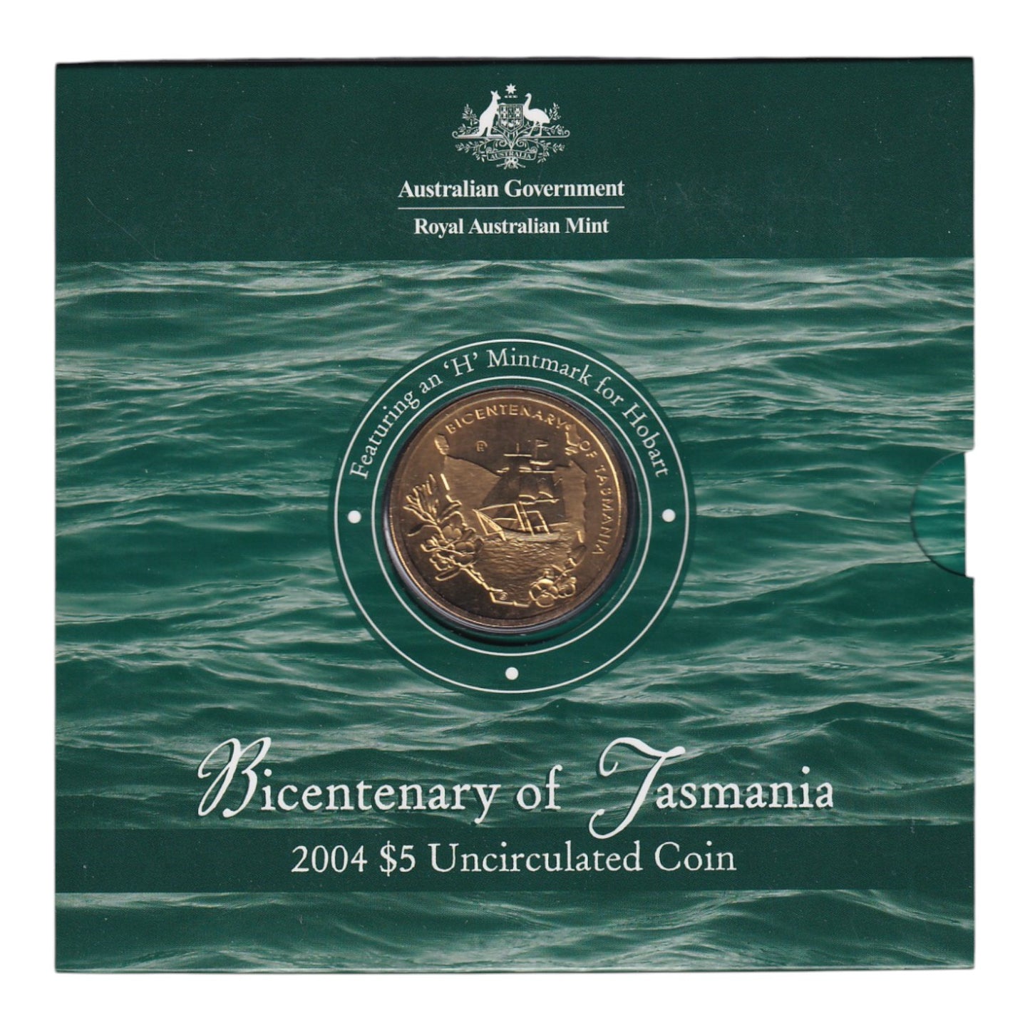2004 $5 Coin - Bicentenary of Tasmania - 'H' Mintmark