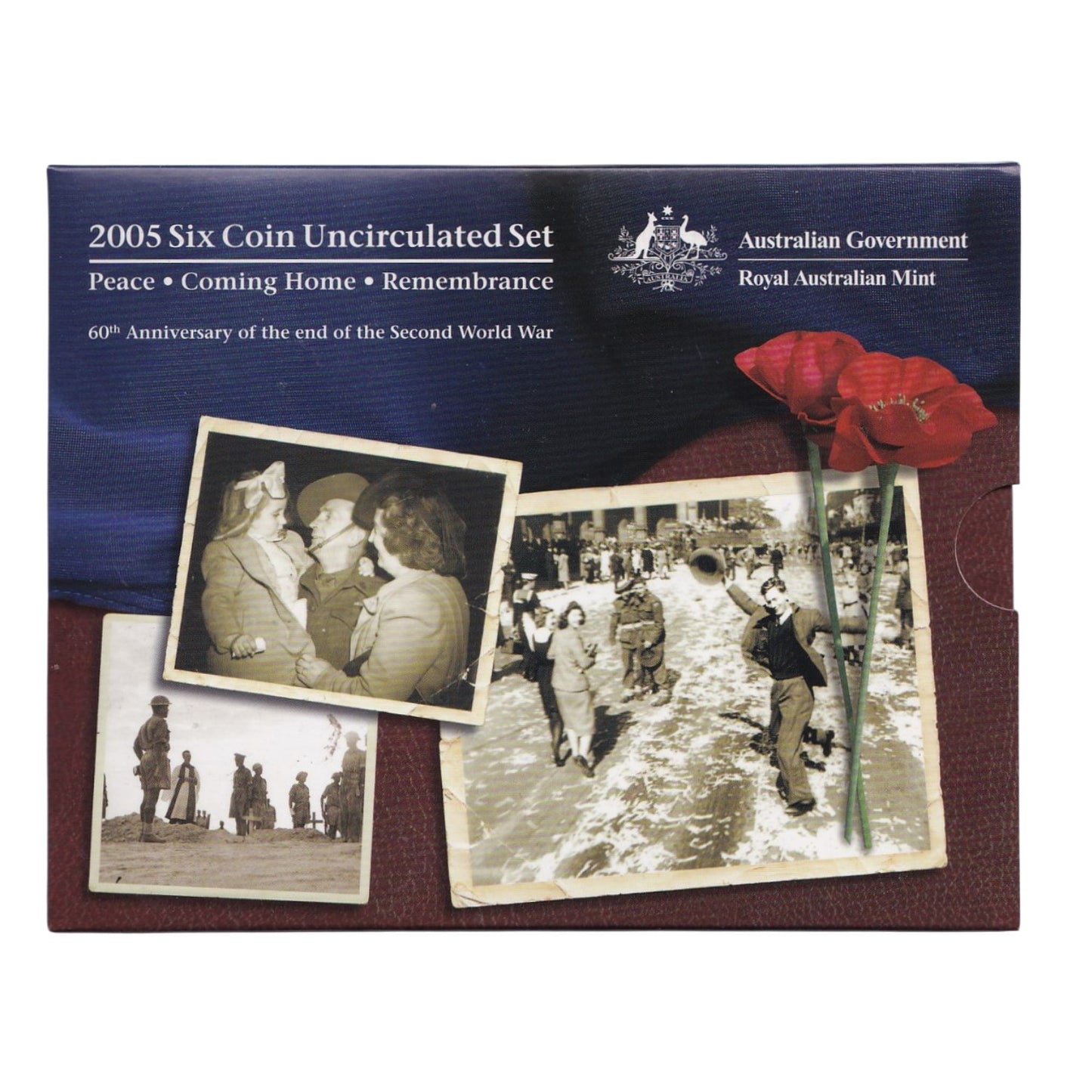 2005 Royal Australian Mint Uncirculated 6 Coin Set - 60th Anniversary of the end of World War 2