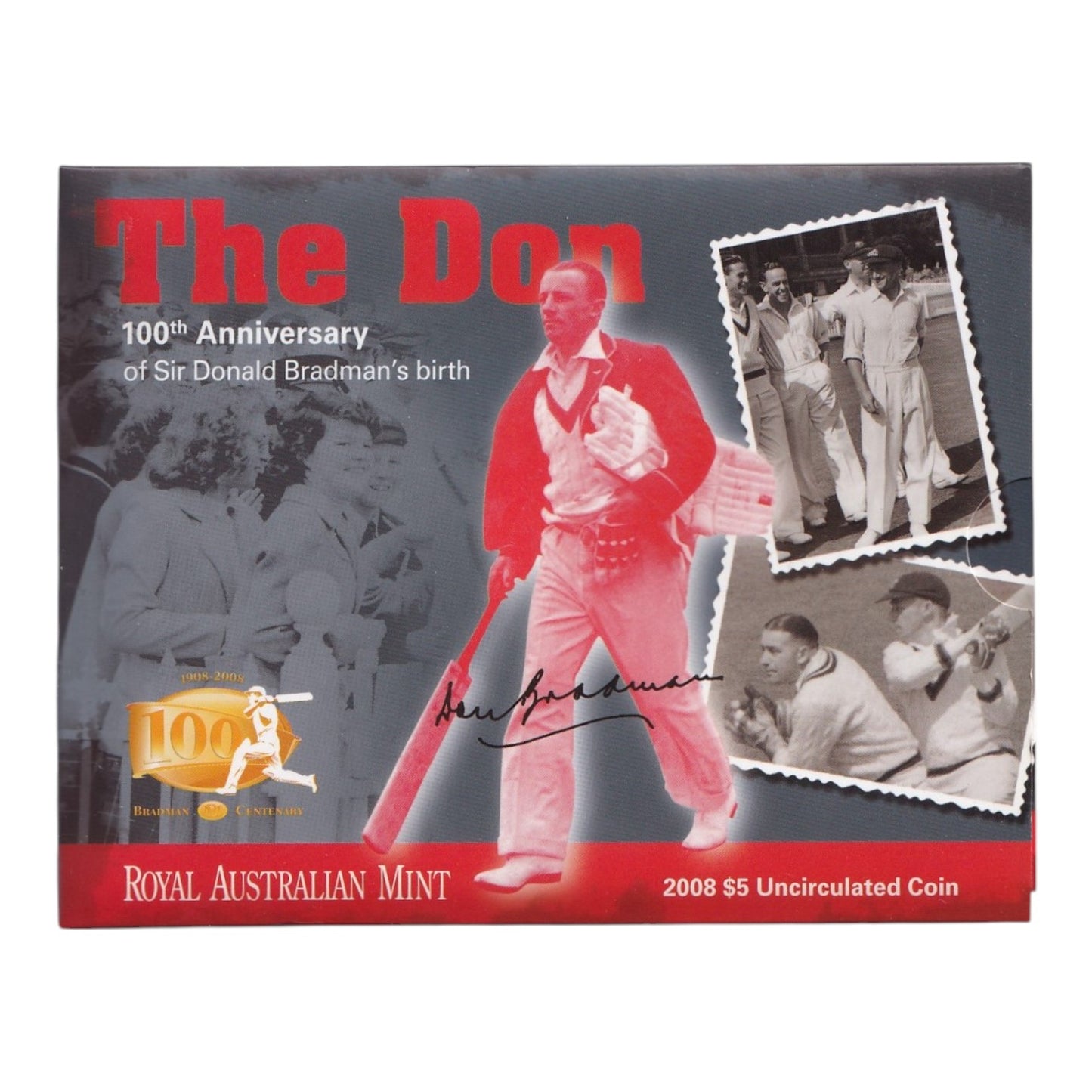 2008 $5 Coin - 100th Anniversary of Sir Donald Bradman's Birth