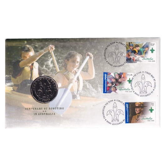 2008 PNC - Centenary of Scouting in Australia - 3-Stamp "Frankston, Victoria" Cancellation Variety