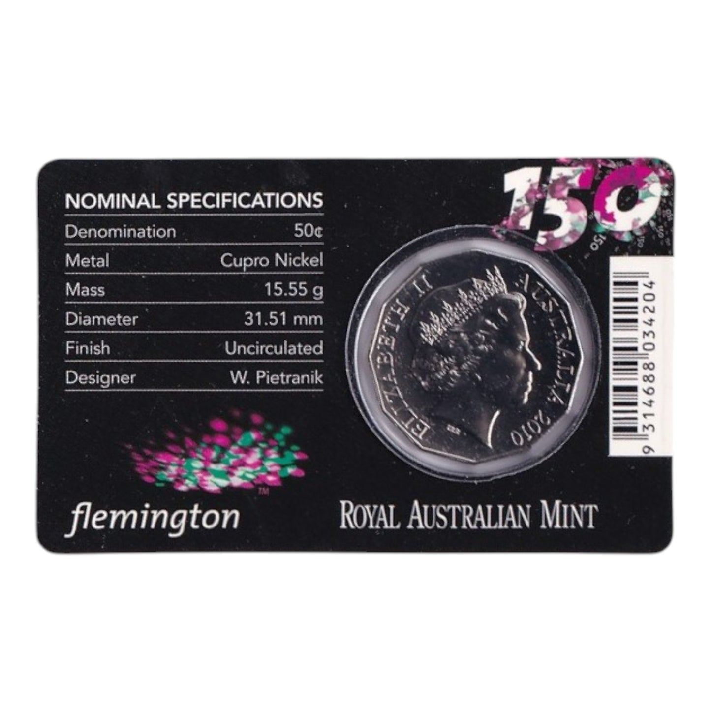 2010 50c Coin - 150th Running of the Melbourne Cup