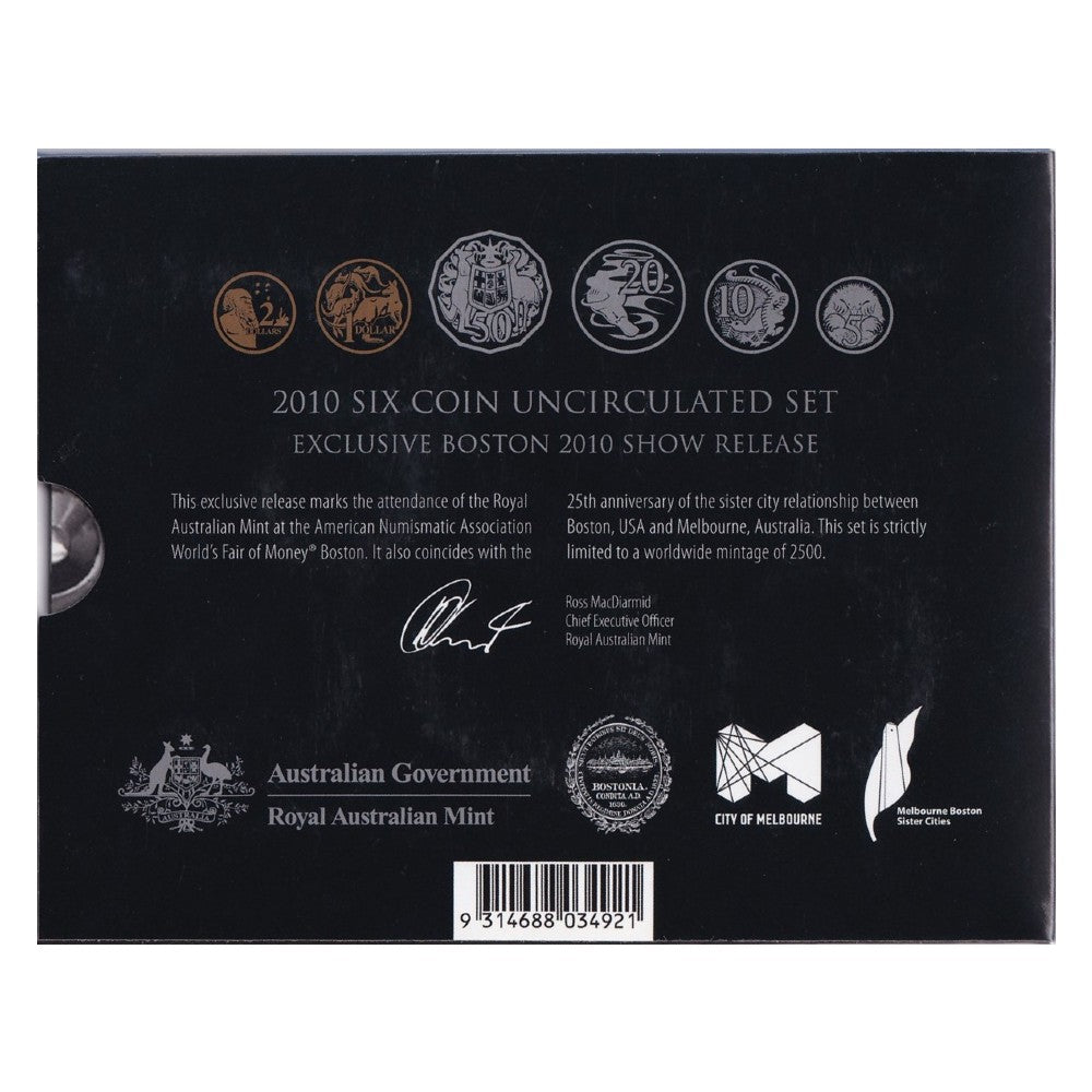 2010 Boston ANA Exclusive Show Release 6-Coin Uncirculated Year Set