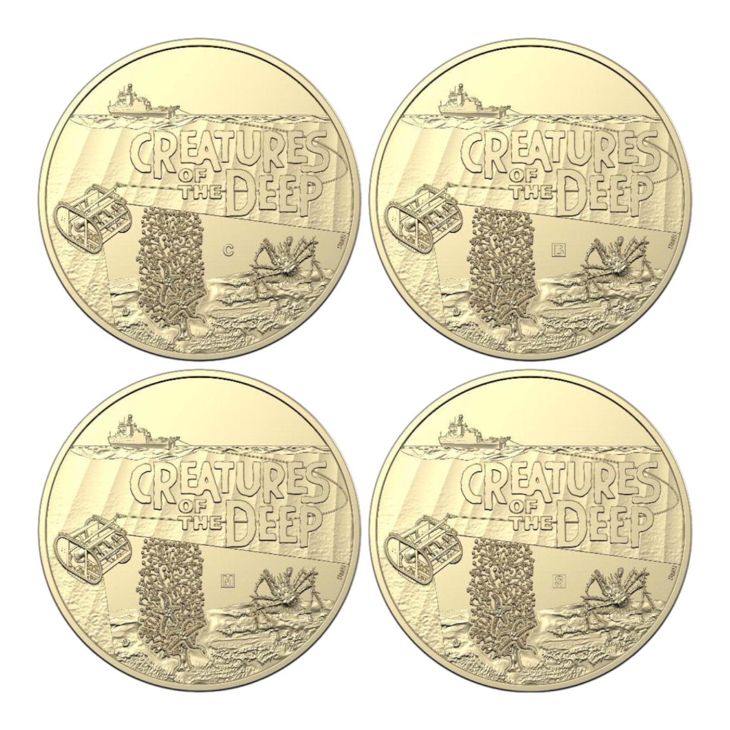 2023 Creatures of the Deep - $1 AlBr Mintmark and Privy Mark Uncirculated Four Coin Set