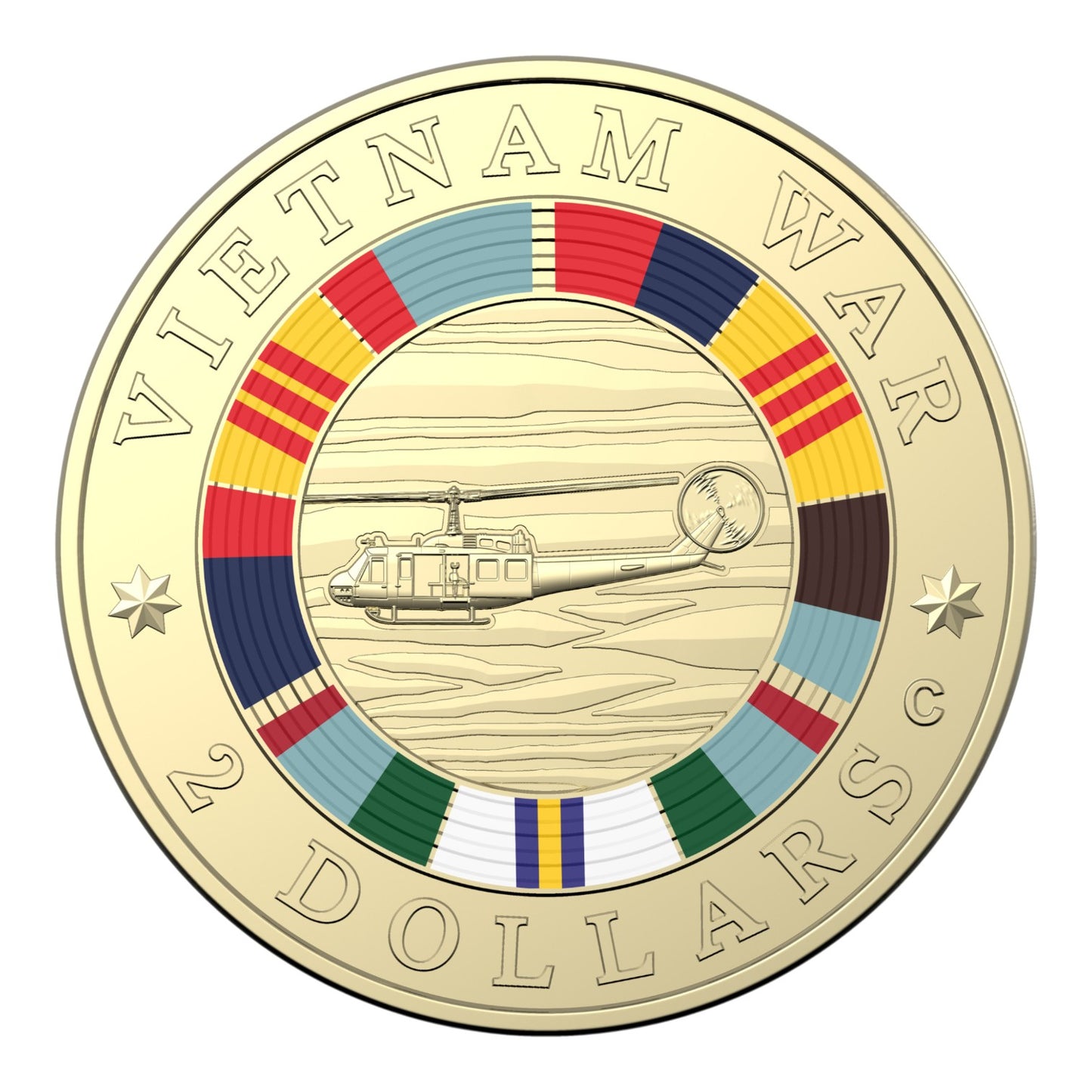 2023 $2 'C' Mintmark Coloured Uncirculated Coin - 50th Anniversary of the End of Australia's Involvement in the Vietnam War