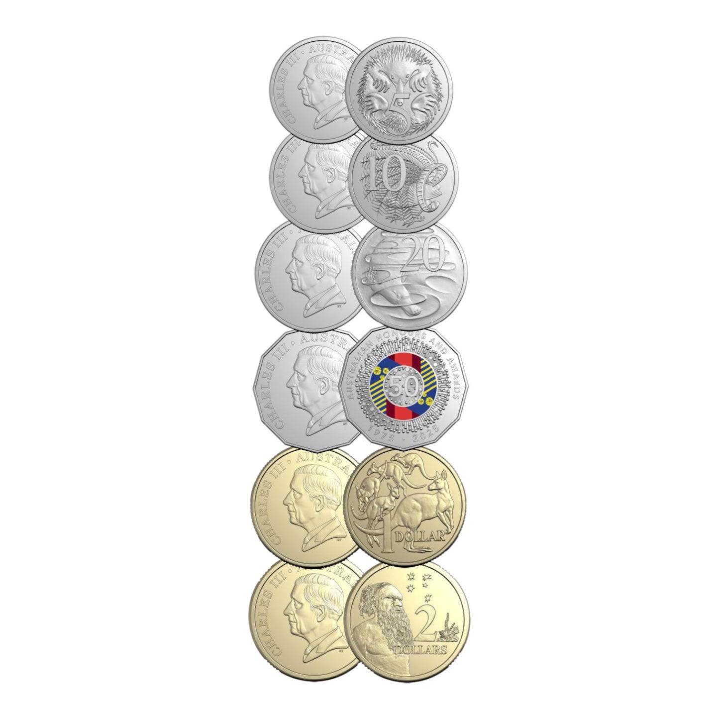 2025 Coloured Six Coin Uncirculated Year Set - 50 Years of the Australian Honours System