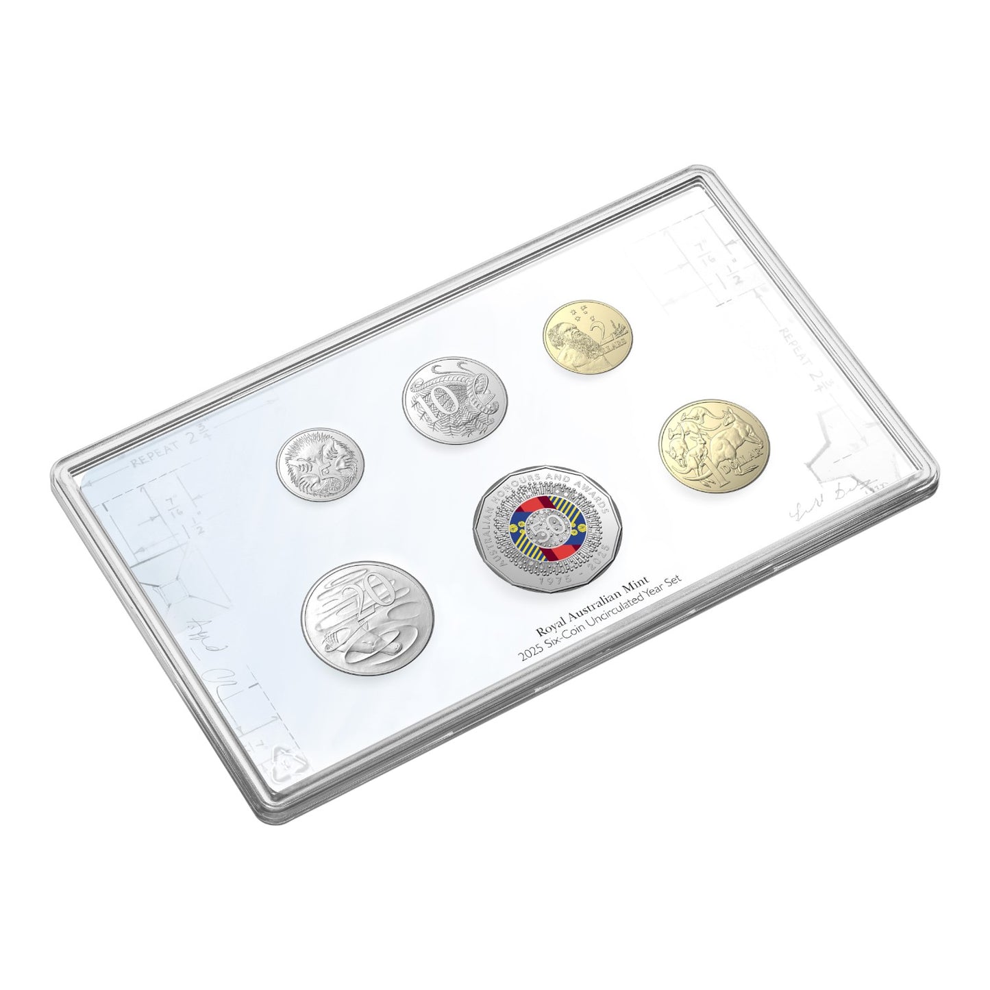 2025 Coloured Six Coin Uncirculated Year Set - 50 Years of the Australian Honours System