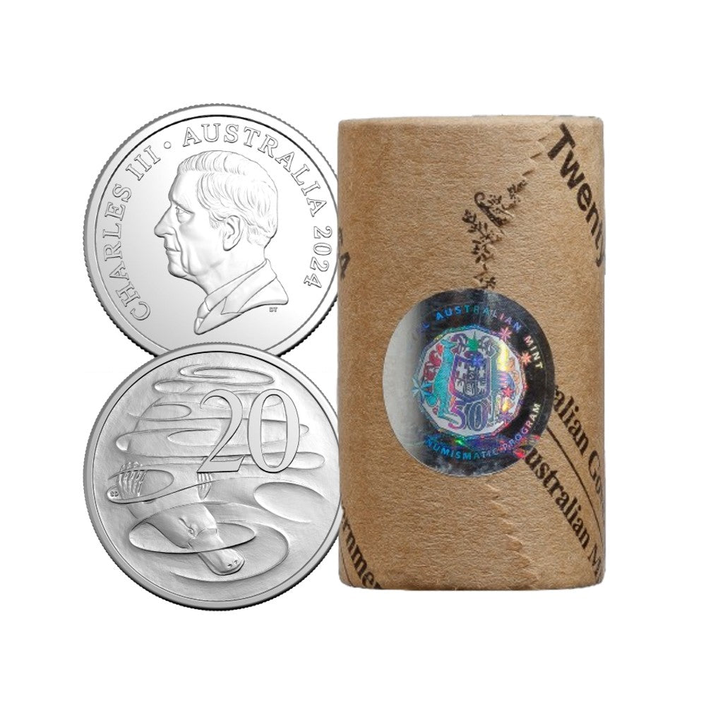 2024 20c Coin - King Charles III Effigy - Premium Roll with Roll Tube