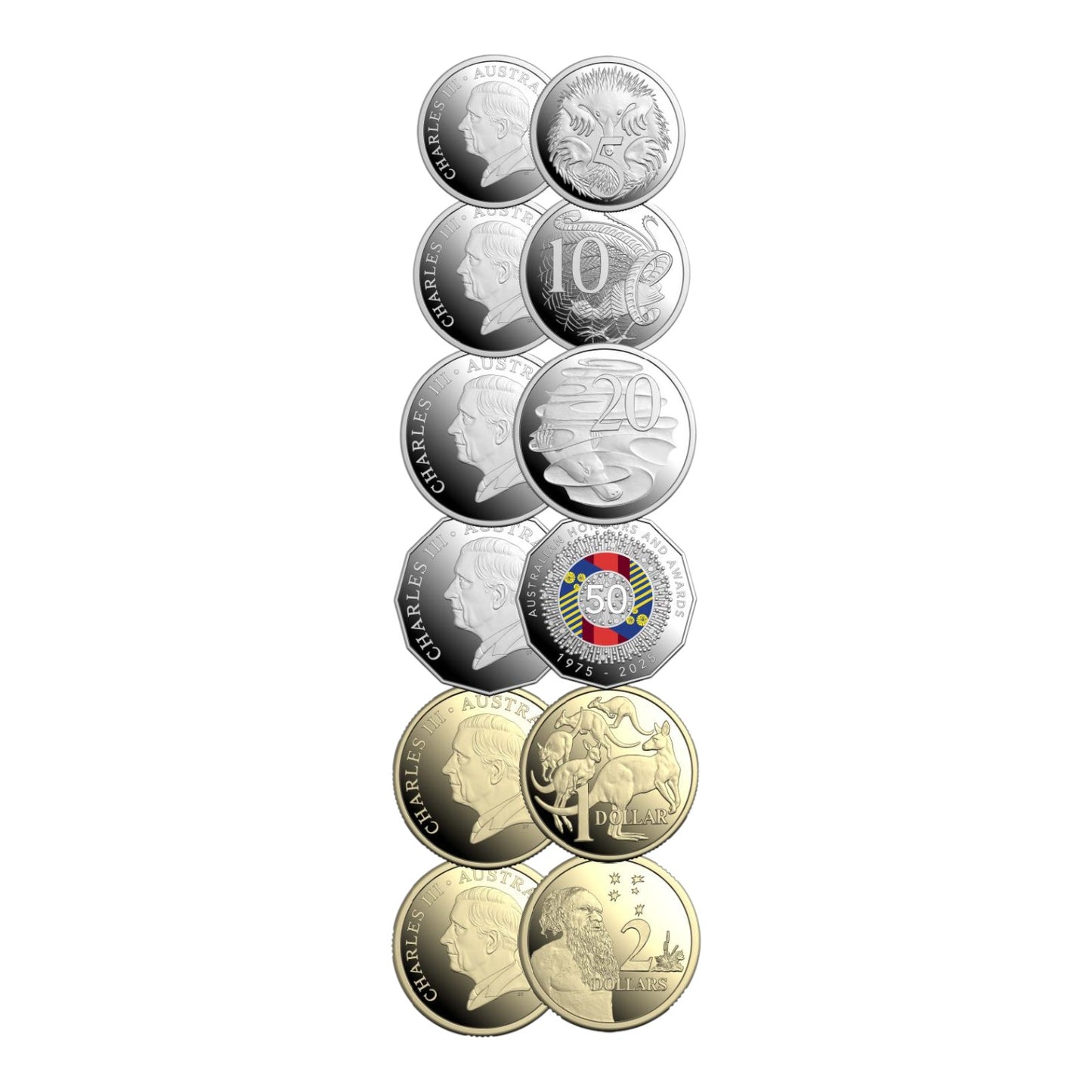 2025 Six-Coin Coloured Proof Year Set - 50th Anniversary of the Australian Honours and Awards System
