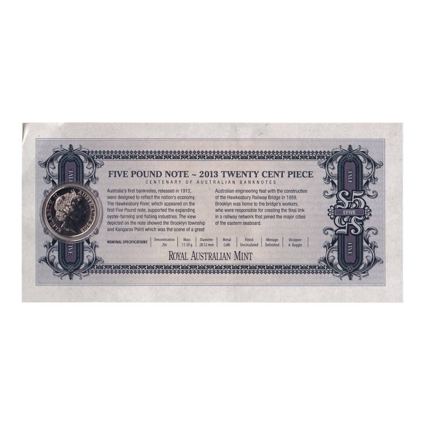 2013 Centenary of Australian Banknotes – 20c & 50c Three-Coin Uncirculated Set