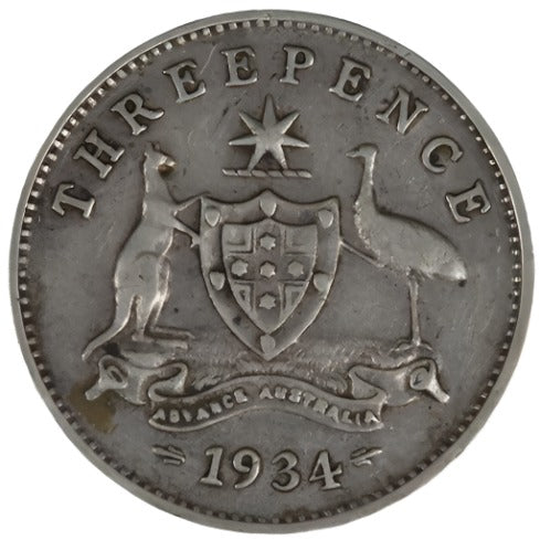 1934 Australian Threepence - Very Good