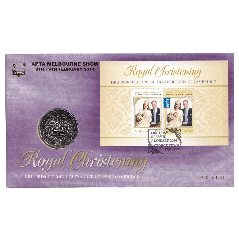 2014 APTA Melbourne Show PNC - Royal Christening - HRH Prince George - 8th-9th February Overprint