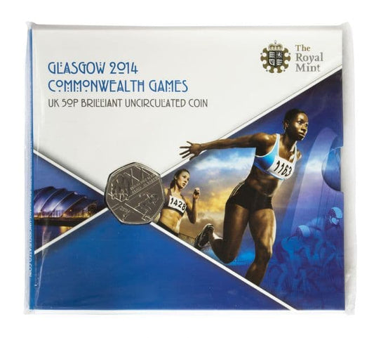 2014 Royal Mint - Glasgow Commonwealth Games 50p Brilliant Uncirculated Coin In Folder
