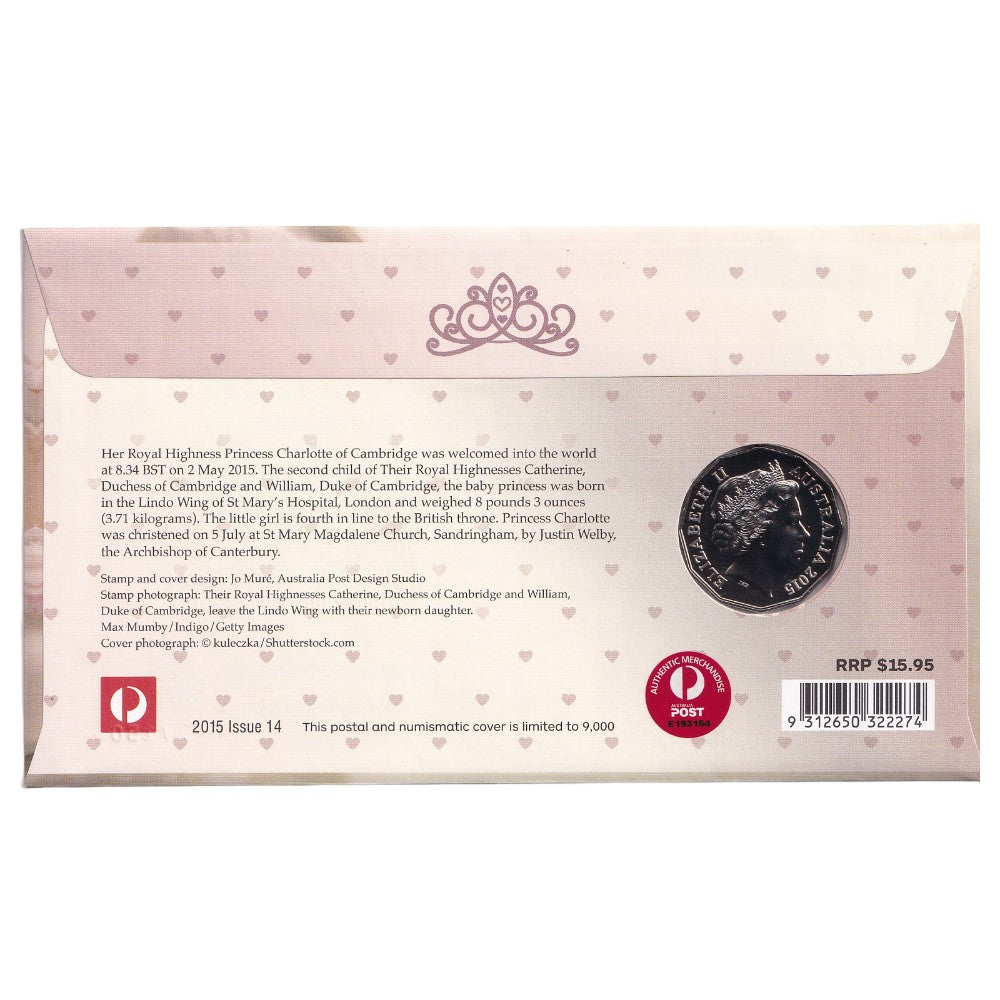 2015 ANDA/APTA Sydney Show PNC - Welcome Princess Charlotte of Cambridge - 9th-10th October Overprint