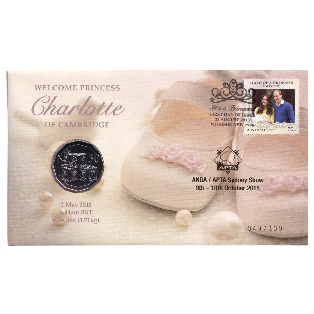 2015 ANDA/APTA Sydney Show PNC - Welcome Princess Charlotte of Cambridge - 9th-10th October Overprint
