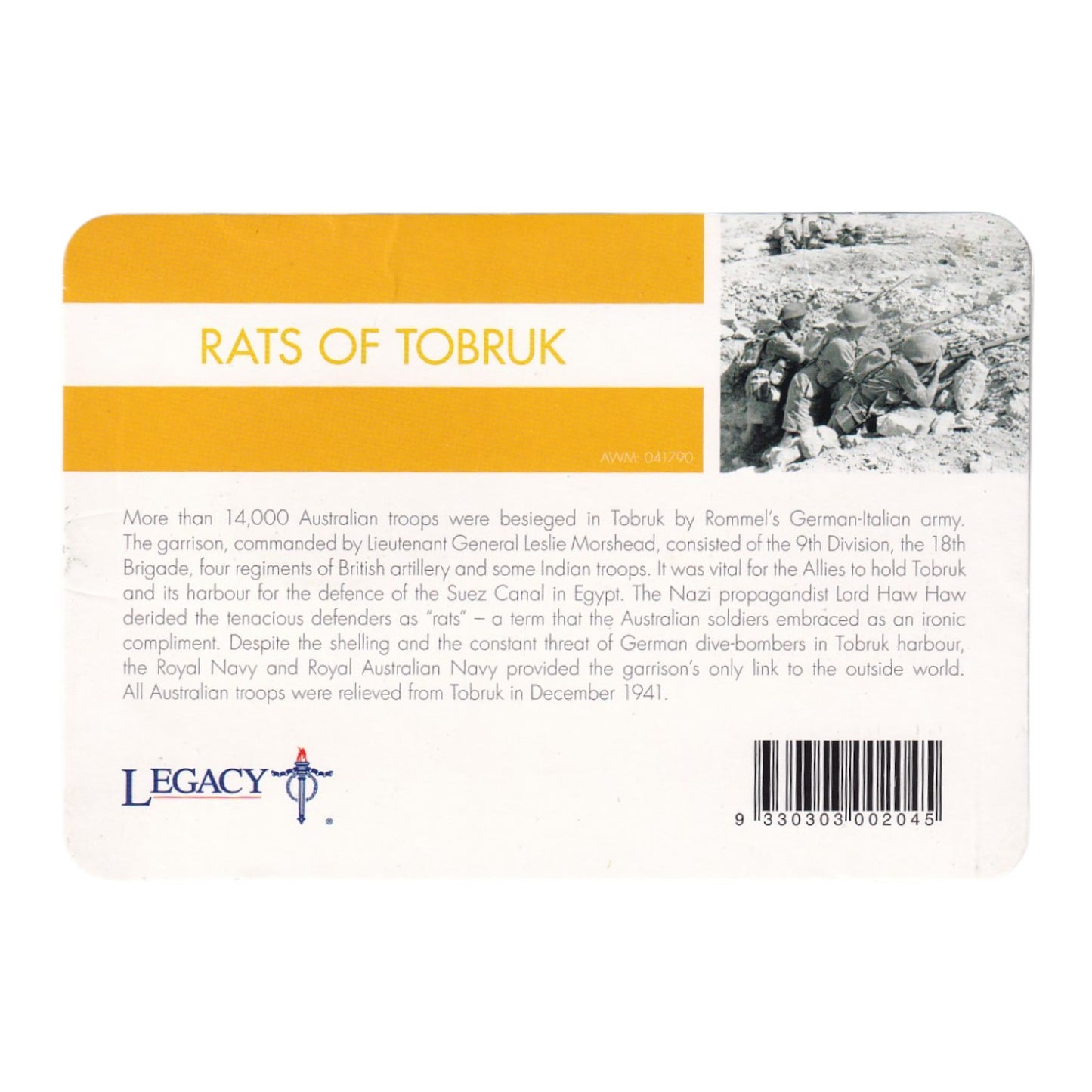 2016 20 Cent Coin - 'Anzac to Afghanistan' - Rats of Tobruk