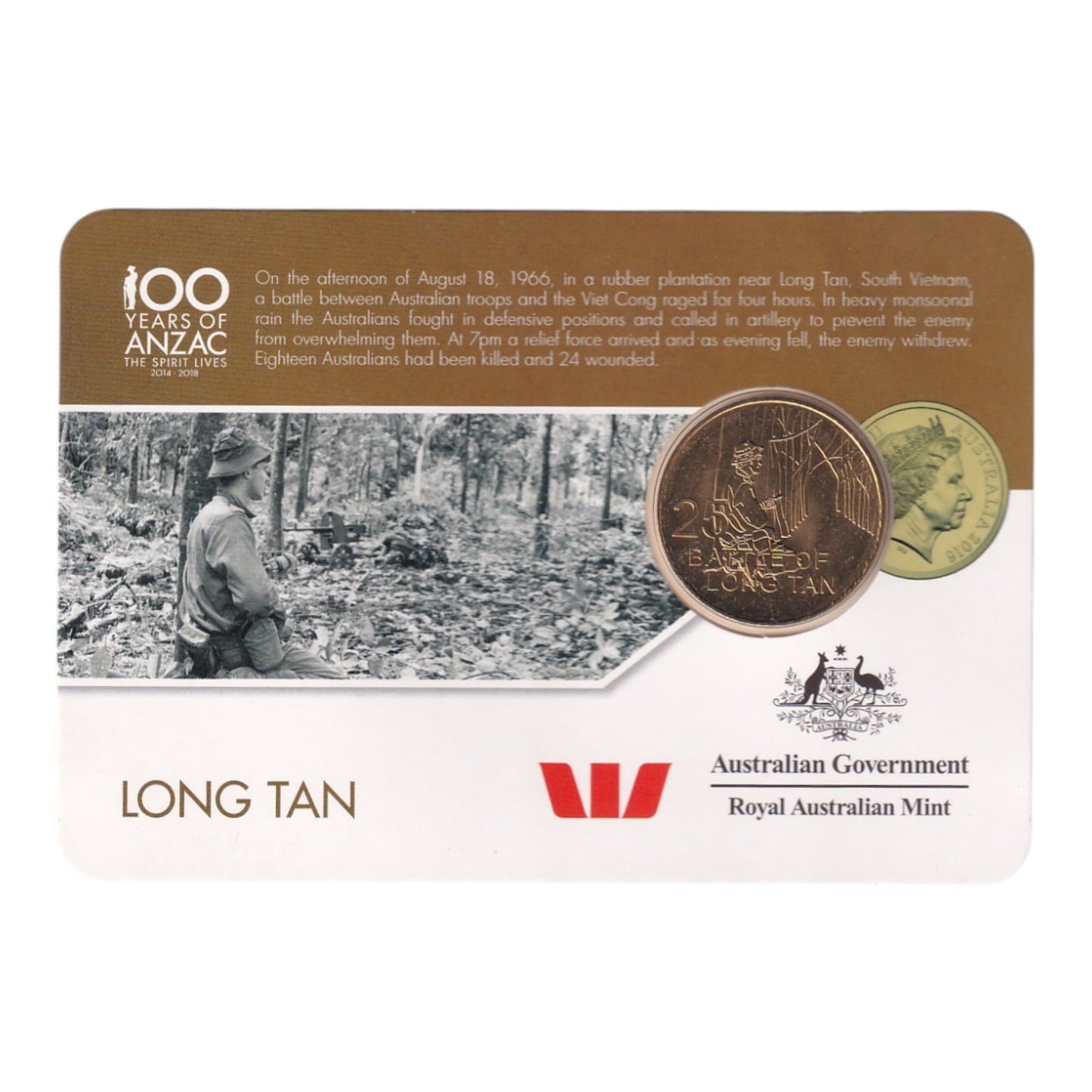 2016 25 Cent Coin - ANZAC to Afghanistan - "Long Tan"