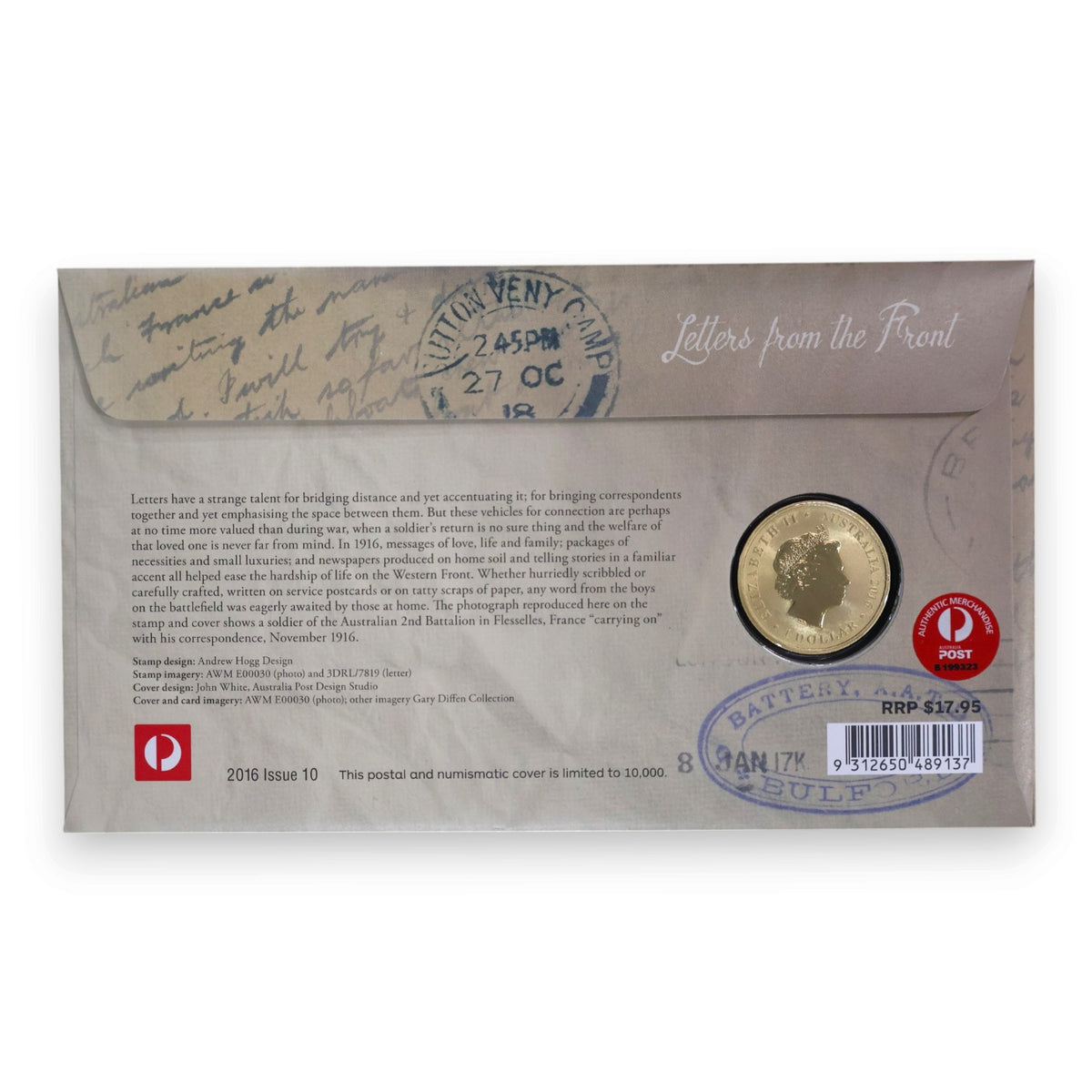 2016 PNC - Postmen of WW1 - Letters from the Front - APTA Coin Banknote & Stamp Show Melbourne Overprint