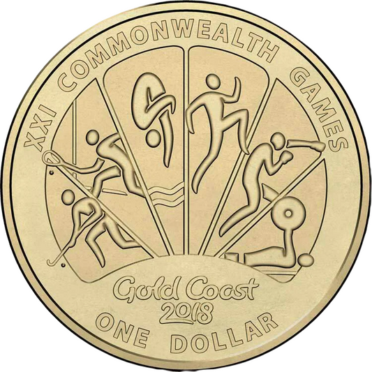 2018 Australian $1 Coin - XXI Commonwealth Games - Sports of the Games - Design 1 - Uncirculated