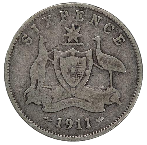 1911 Australian Sixpence - Considered harder for period  - Very Good