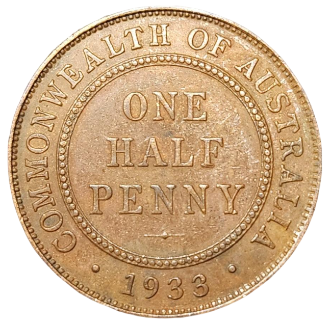 1933 Australian Half Penny - Very Good