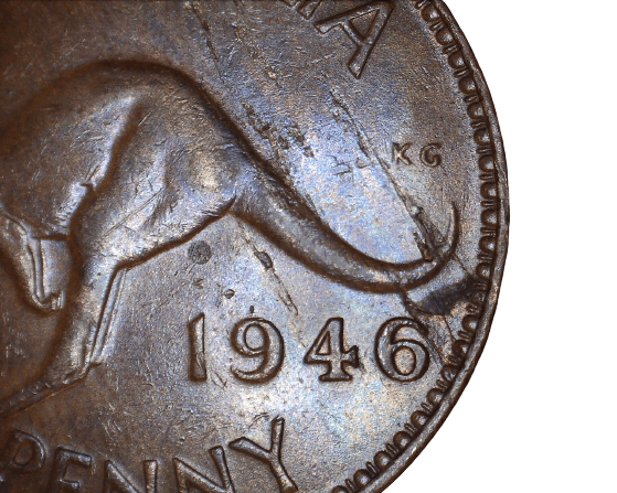 1946 Australian Penny - Considered scarce - Extremely Fine with Planchet Flaws