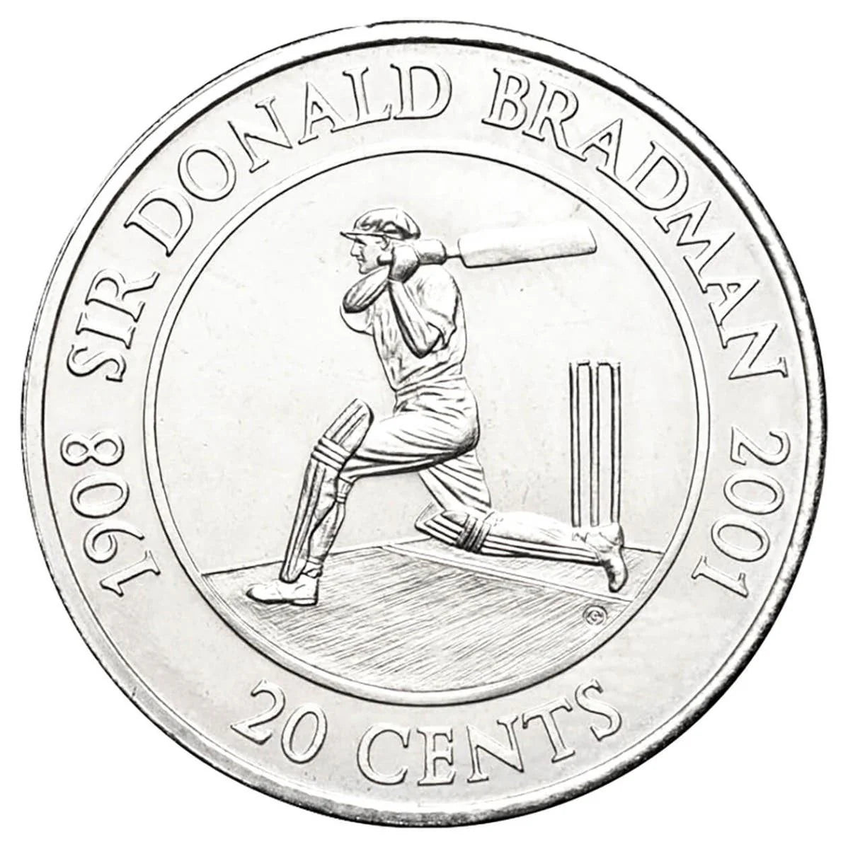 2001 20c Coin - Sir Donald Bradman Cupro-Nickel Uncirculated Coin Pack
