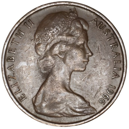 1966 Australian 2 Cent Coin - Royal Australian Mint Variety - Loose Change Coins