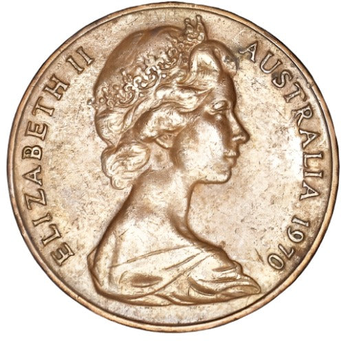 1970 Australian 2 Cent Coin - Loose Change Coins