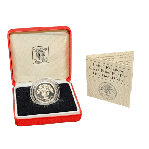 1987 Silver Proof Piedfort £1 Coin - Royal Diadem Series - English Oak
