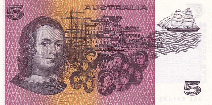 1990 Australian 5 Dollar Note - QGL 831433 - Fraser/Higgins - R212 General Prefix - Uncirculated - Loose Change Coins
