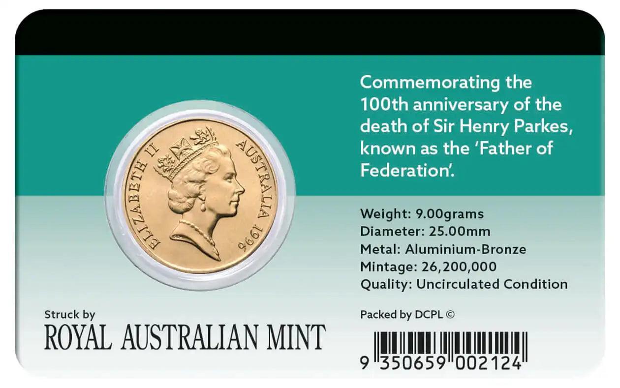 1996 Sir Henry Parkes $1 Al-Br Coin Pack - Loose Change Coins