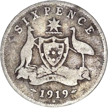 1919 M Australian Sixpence - Very Good