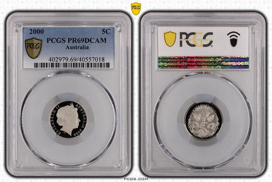 2000 Australian 5 Cent Coin - Graded PR69DCAM by PCGS - Loose Change Coins
