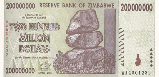 2008 Zimbabwe - 200,000,000 Dollars - p81 - Uncirculated - Loose Change Coins
