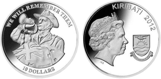 2012 $10 Coin - Kiribati - "We Will Remember Them" - Silver Commemorative - Loose Change Coins
