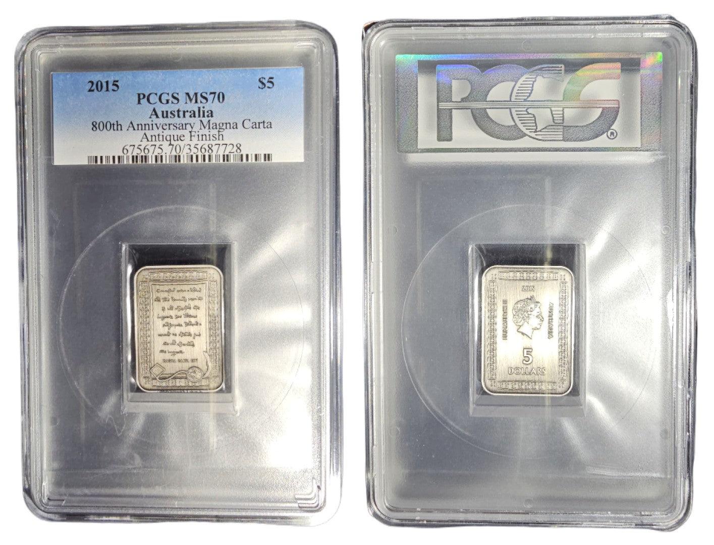 2015 $5 800th Anniversary of Magna Carta - Graded MS70 by PCGS - Loose Change Coins