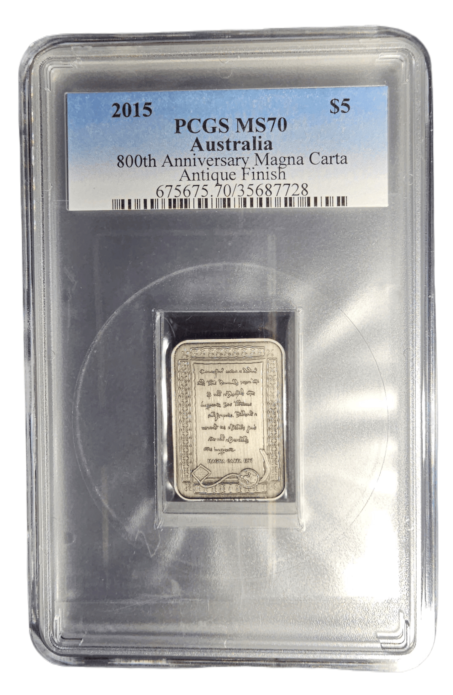 2015 $5 800th Anniversary of Magna Carta - Graded MS70 by PCGS - Loose Change Coins