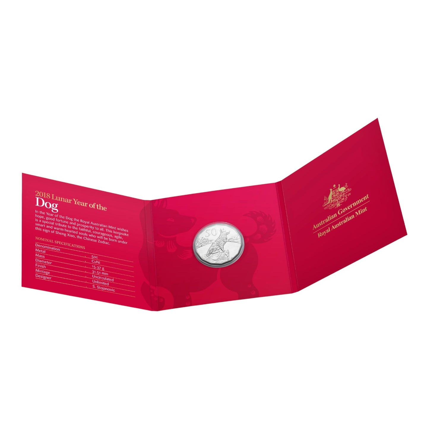 2018 50c Coin - Year of the Dog - Tetra-Decagon Series
