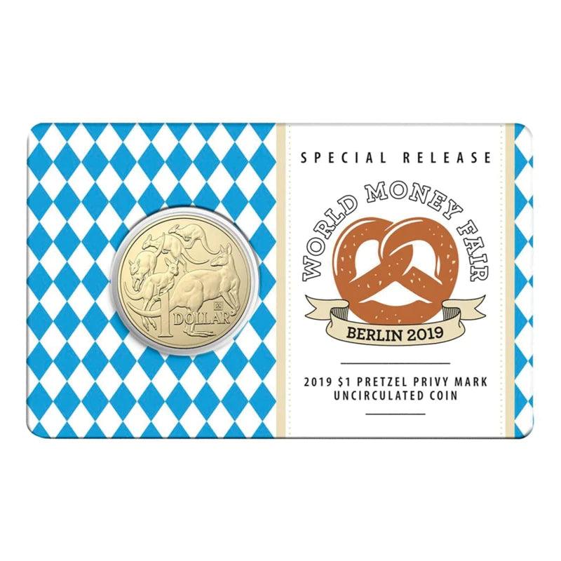 2019 $1 Coin - World Money Fair - Pretzel Privy Mark - Loose Change Coins