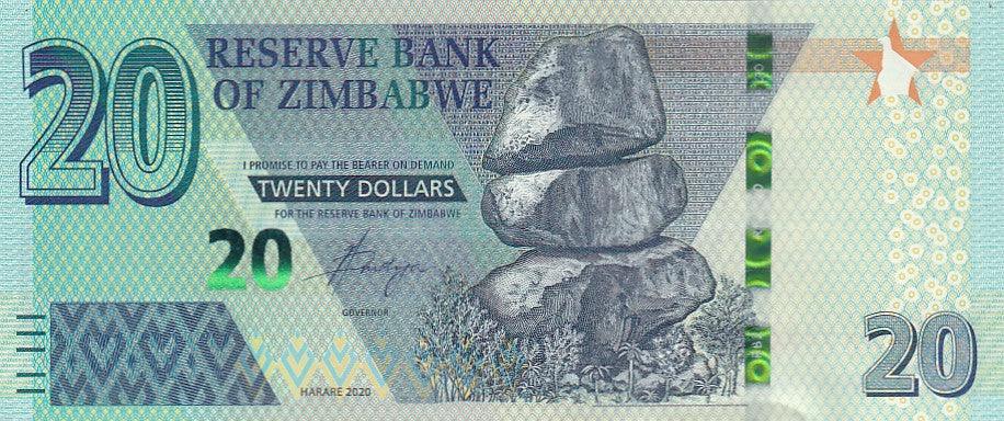 2020 Zimbabwe - 20 Dollars - p104 - Uncirculated - Loose Change Coins