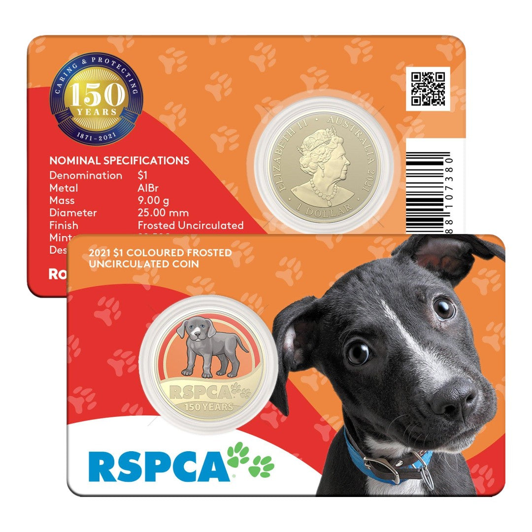 2021 $1 AlBr Coloured Uncirculated Coin - 150th Anniversary of the RSPCA - Dog
