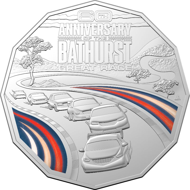 2023 50c Coloured Uncirculated Coin - 60th Anniversary of the Bathurst 1000 - Loose Change Coins