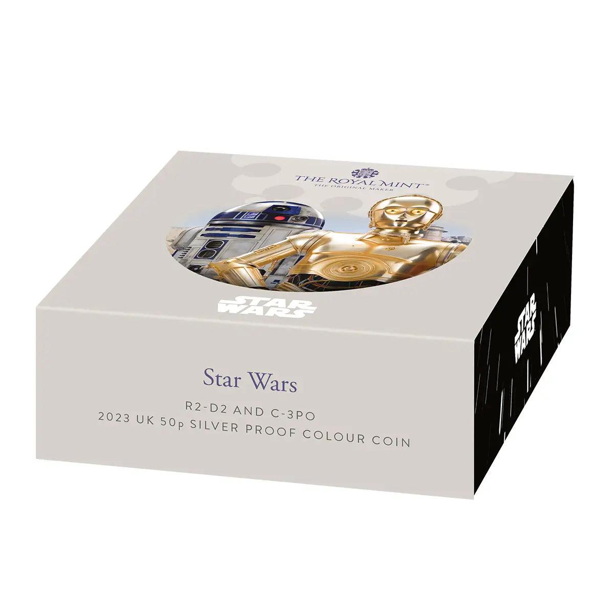 Star Wars R2-D2 and C-3PO 2023 UK 50p Silver Proof Colour Coin - Loose Change Coins
