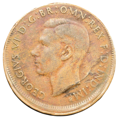 1944 Y. Australian Penny - Error Coin - Broadstrike - Very Good