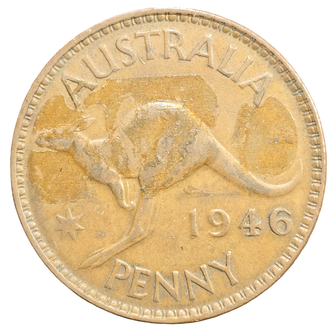 1946 Australian Penny - Fine with Adhesive Traces