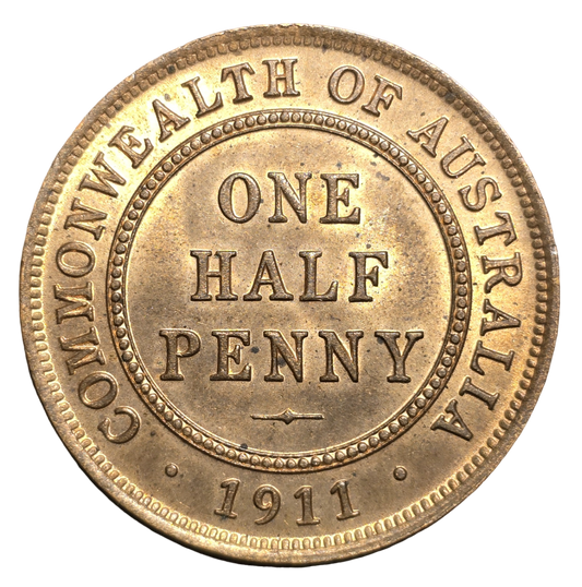 1911 Australian Half Penny - About Uncirculated